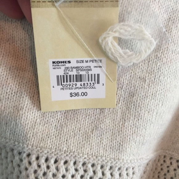 Sonoma Petite PM Pale Ecru Sweater NWT $36 Beautiful Te - Picture 7 of 7